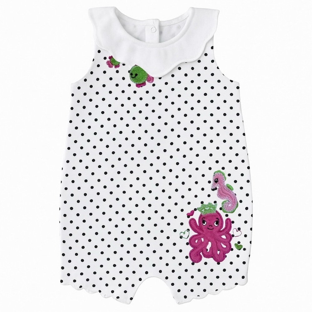 Polka Dot Octopus And Seahorse Baby Romper